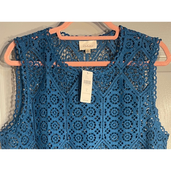 Anthropologie Deletta Croquet Teal Sleeveless Top NWT Size L - Picture 4 of 16
